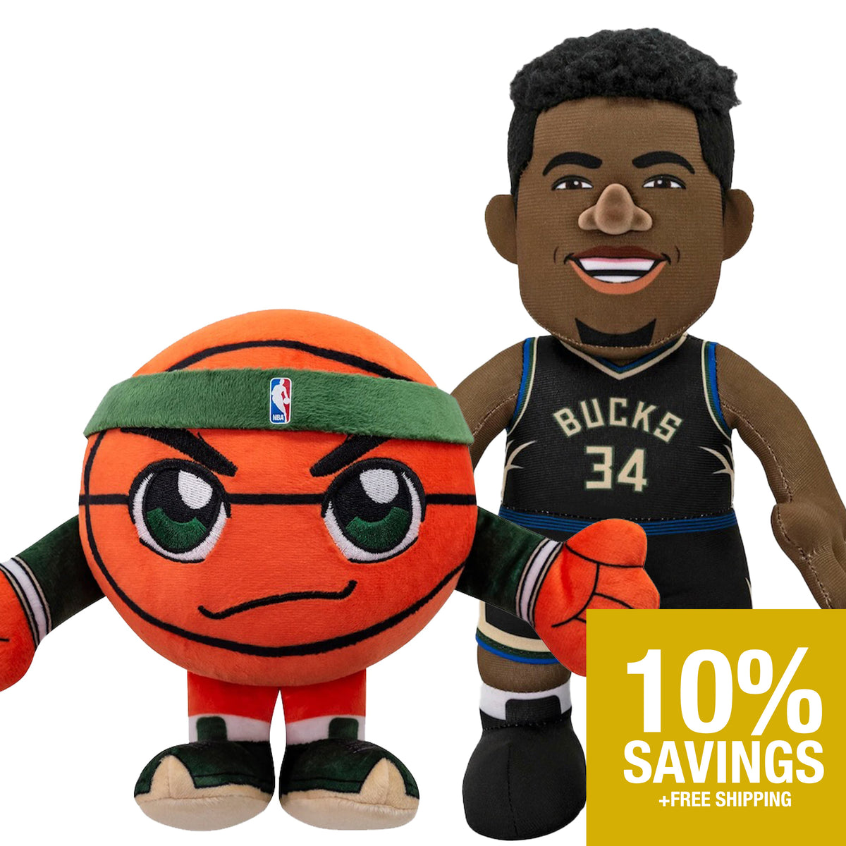 Milwaukee Bucks Bundle: Giannis Antetokounmpo 10&quot; Plush &amp; Bucks Basketball Kuricha Plushies