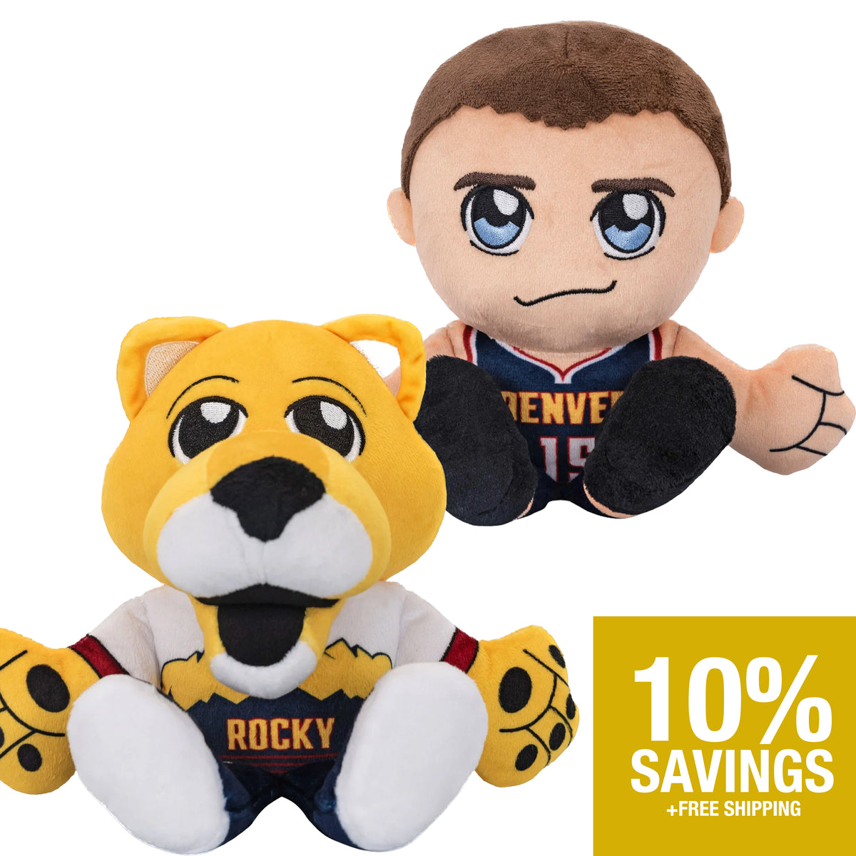 Denver Nuggets Bundle: 8&quot; Nikola Jokic &amp; Rocky Kuricha Plushies