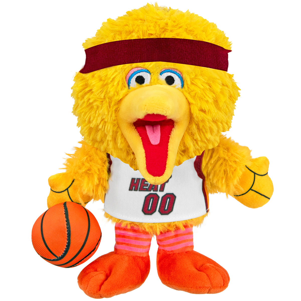 Miami Heat Sesame Street Big Bird 8" NBA Kuricha Sitting Plush