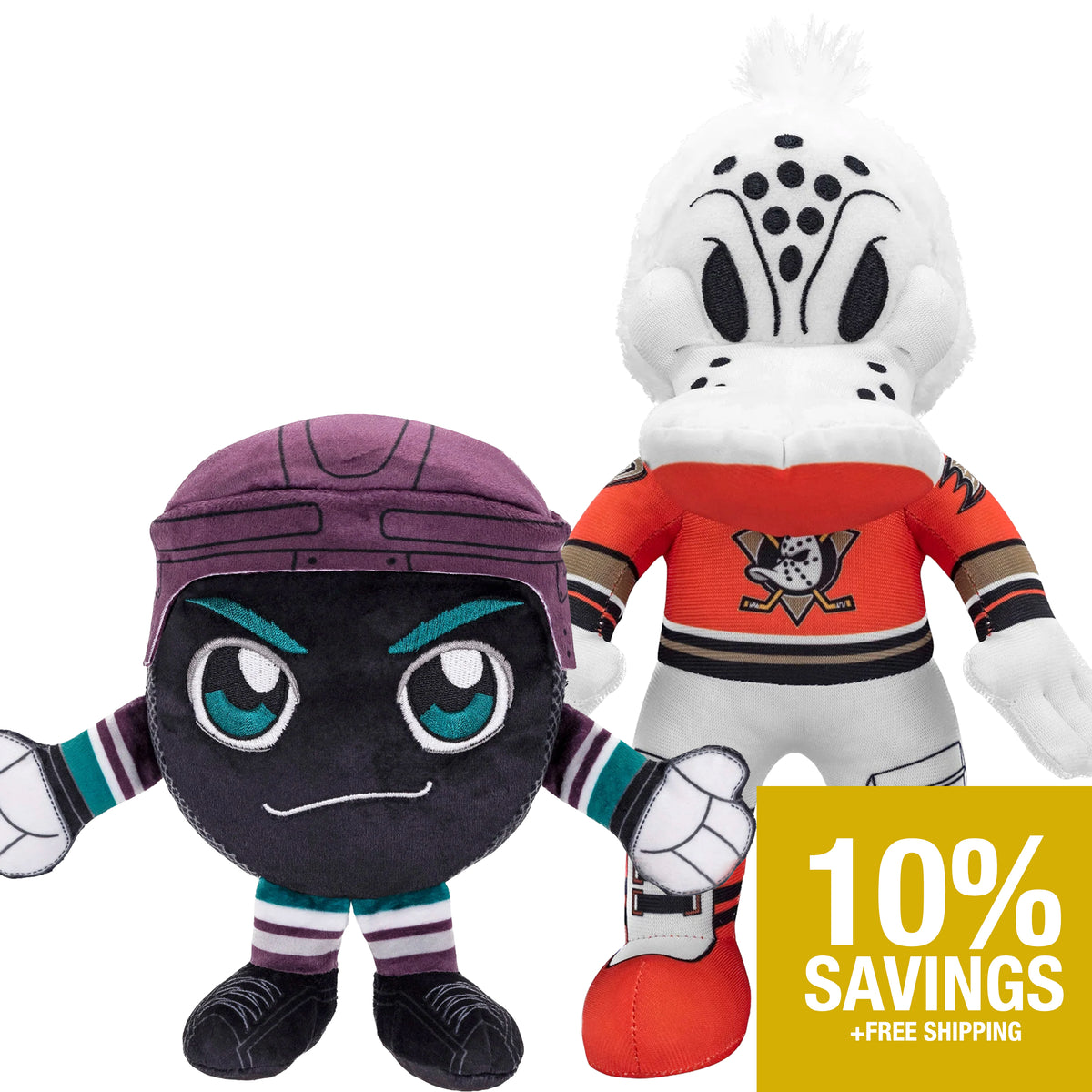 Anaheim Ducks Bundle: Wild Wing 10&quot; Plush &amp; Ducks Puck Kuricha Plushies