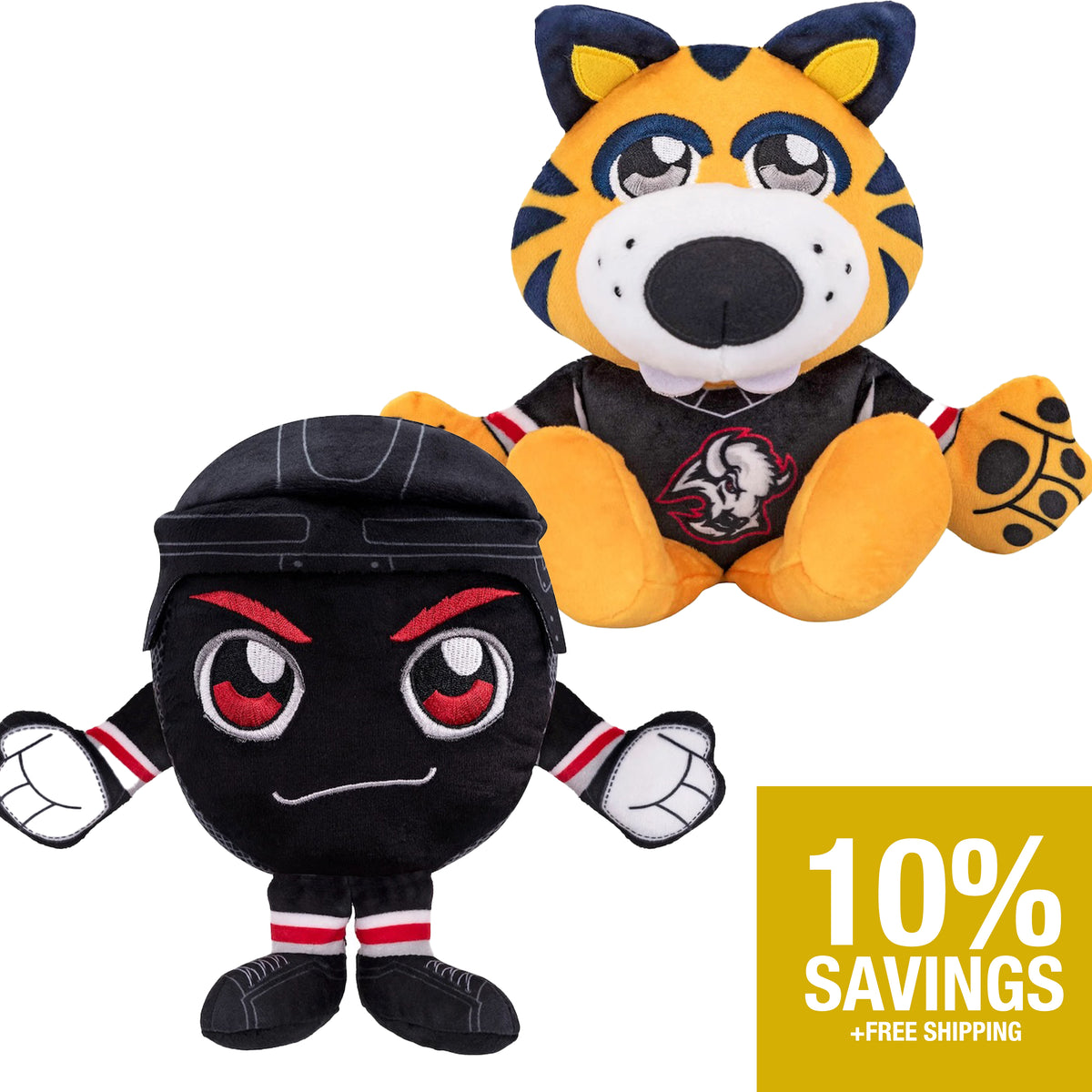 Buffalo Sabres Kuricha Bundle: Sabretooth and Sabres Puck Kuricha Plushies