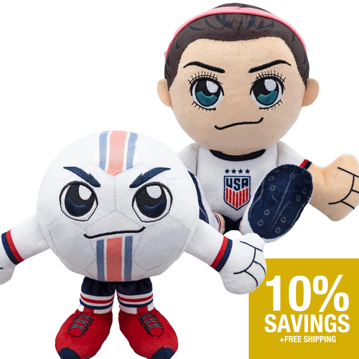 US Women&#39;s Soccer Kuricha Bundle: Alex Morgan and US Soccer Ball Kuricha Plushies