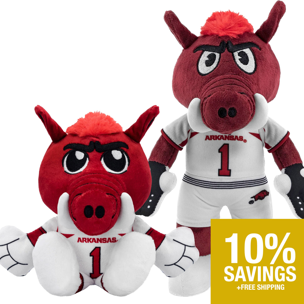 Arkansas Razorbacks Big Red Mascot Bundle: 10&quot; Plush Figure &amp; Kuricha Plushies