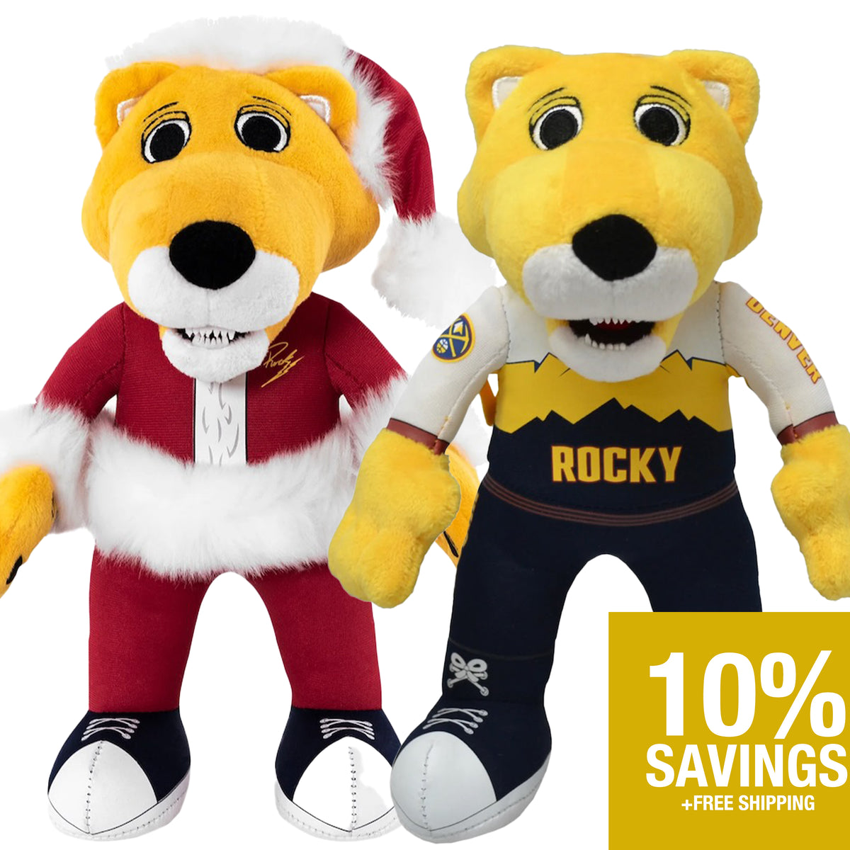 Denver Nuggets Rocky Bundle: Rocky &amp; Rocky Santa 10&quot; Plush Figures