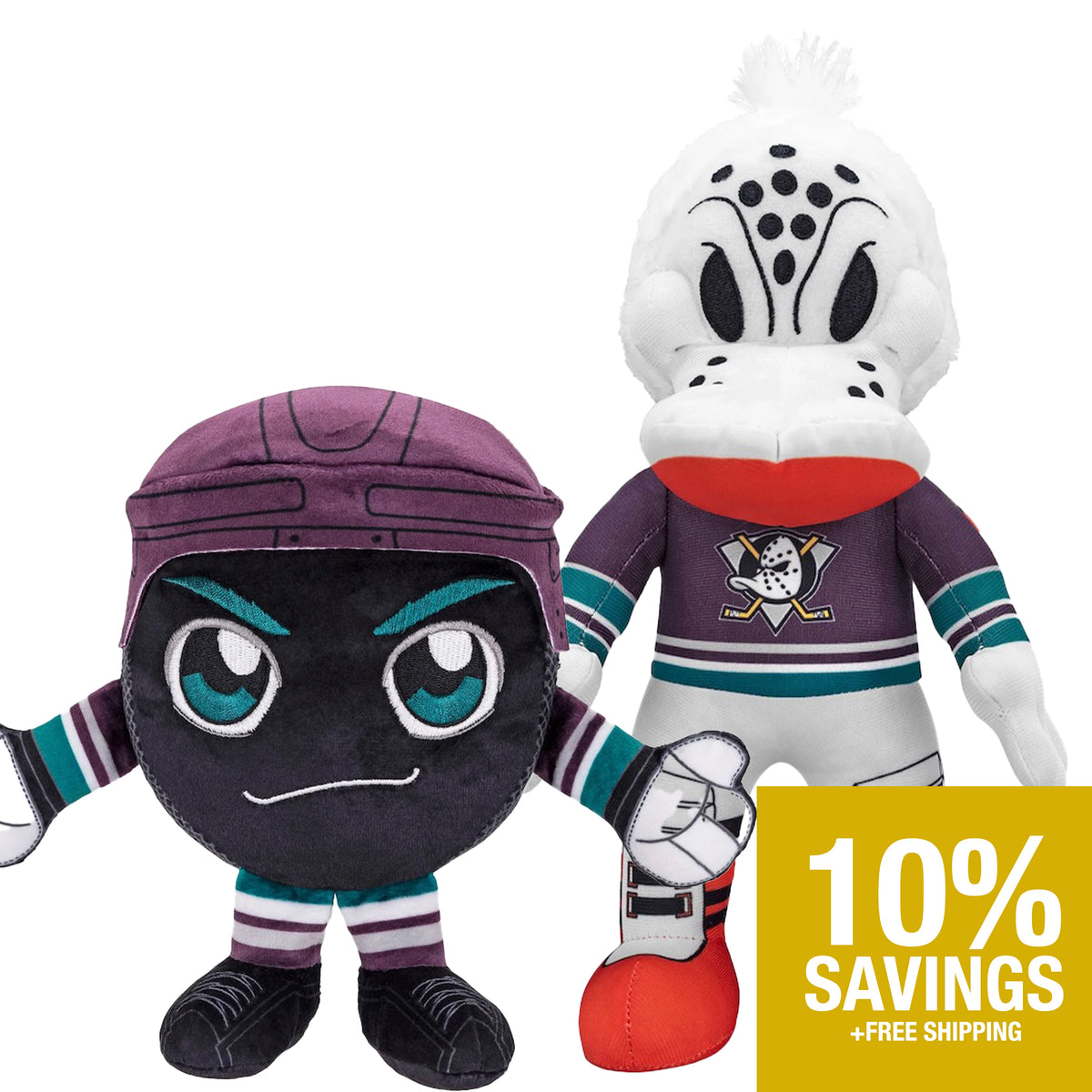 Anaheim Ducks Bundle: Wild Wing 10&quot; Plush &amp; Ducks Puck Kuricha Plushie