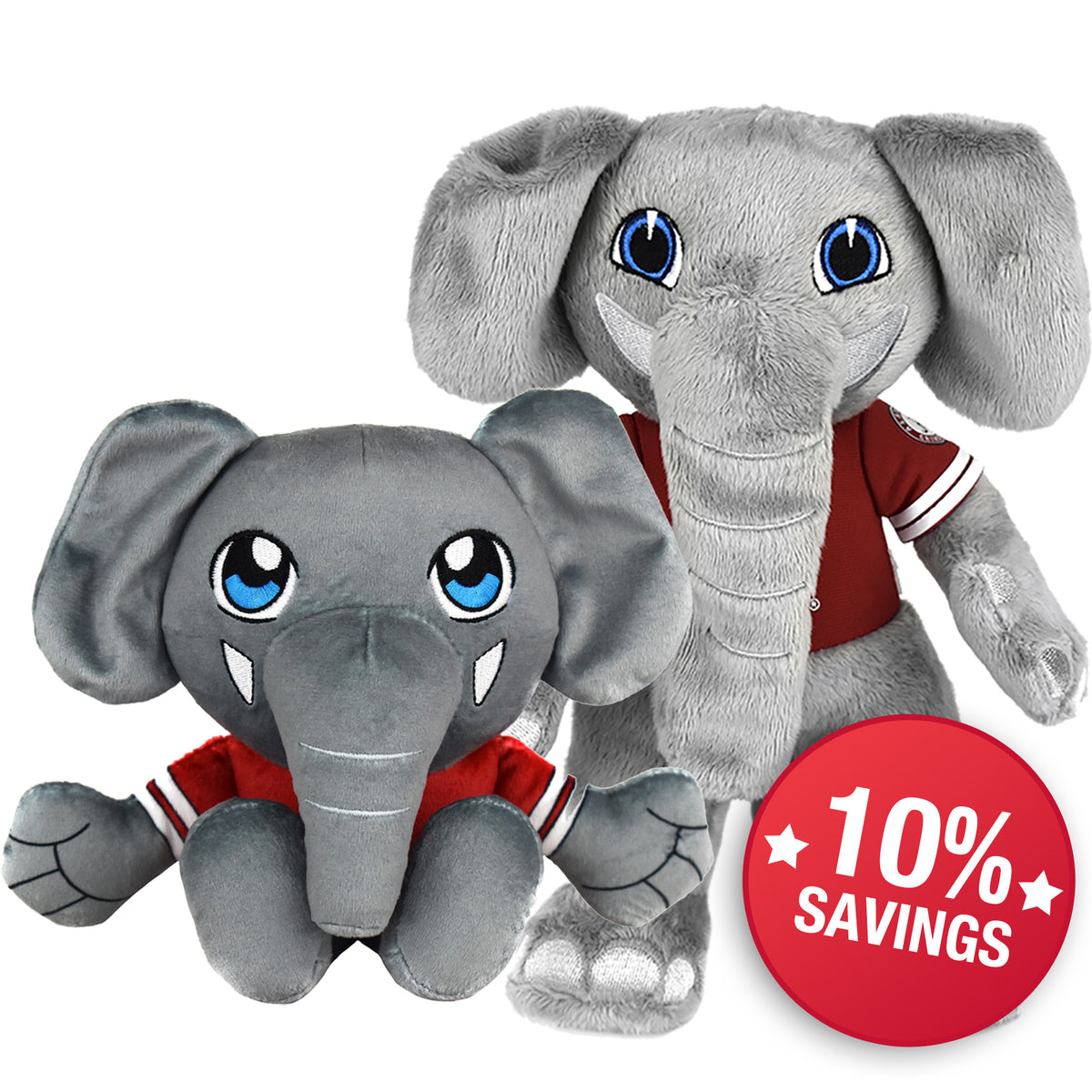 Alabama Rally Al the Elephant 8&quot; Kuricha &amp; 10&quot; Plush Bundle