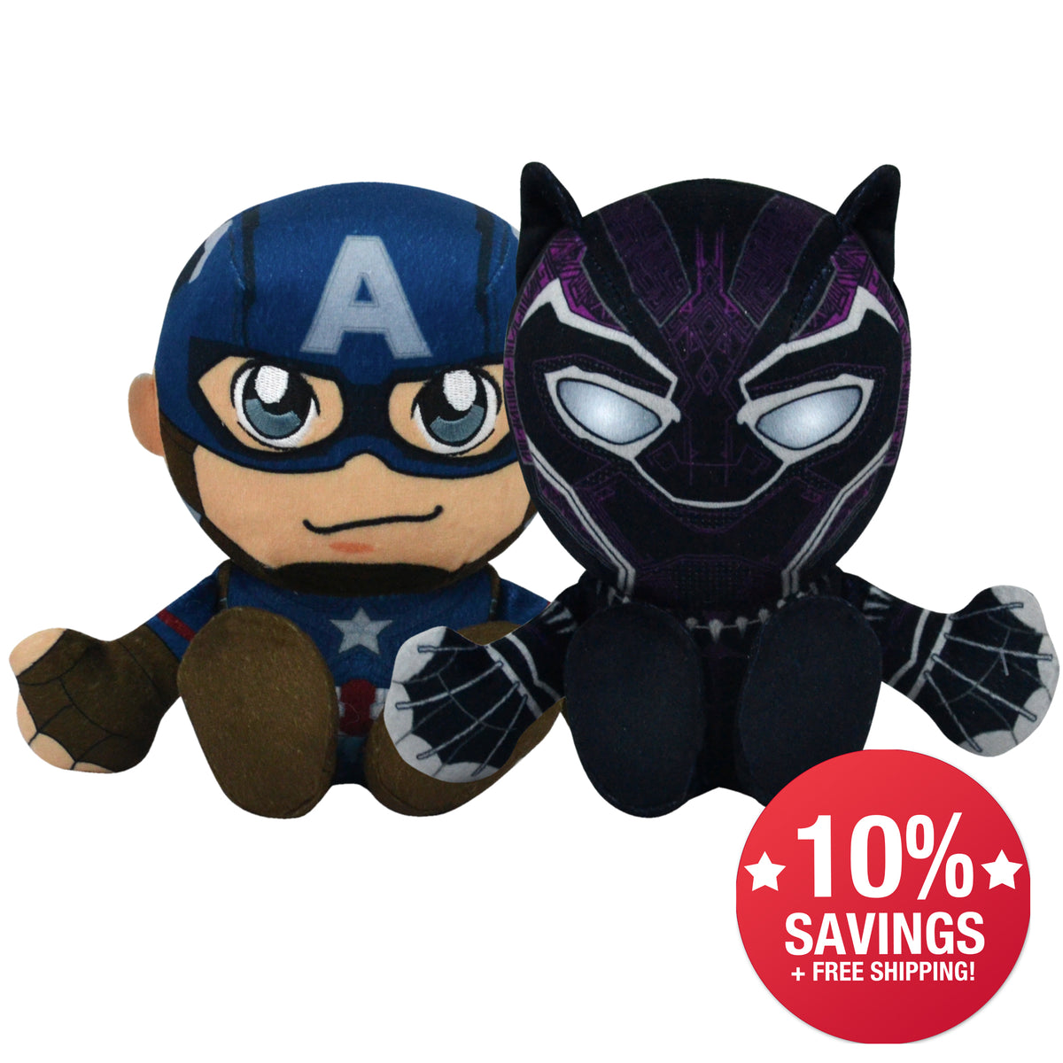 Marvel Black Panther &amp; Captain America 8&quot; Kuricha Bundle