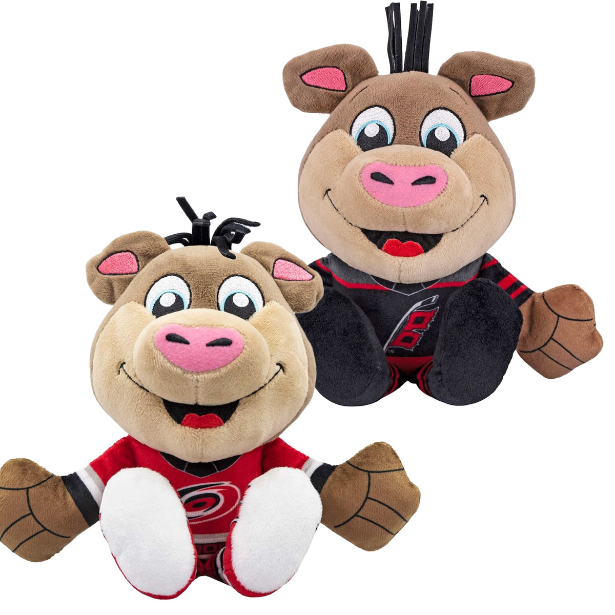 Carolina Hurricanes Stormy Mascot Bundle: 8&quot; Black Uniform &amp; Red Uniform Kuricha Plushies