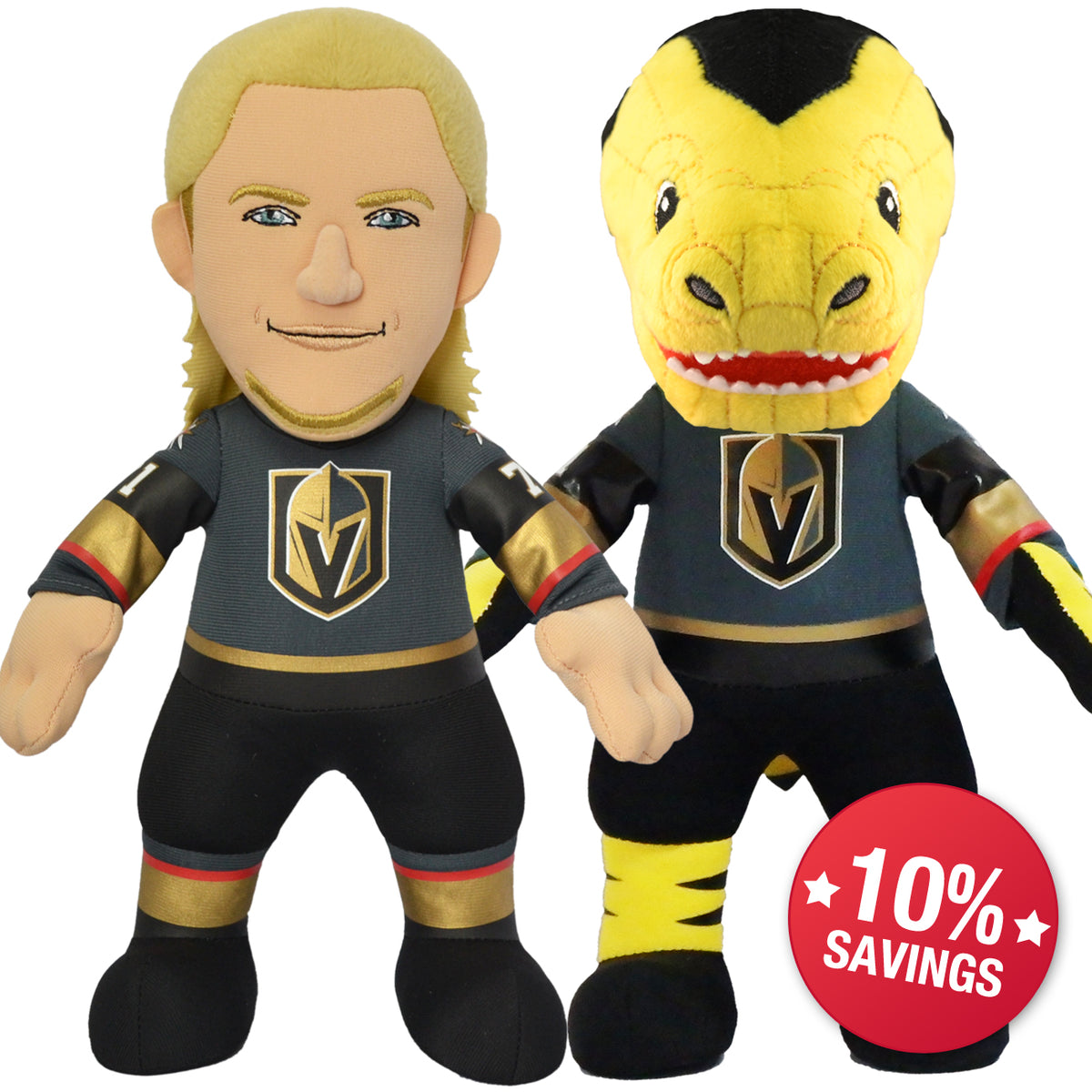 Vegas Golden Knights Bundle: William Karlsson &amp; Chance 10&quot; Plush Figures