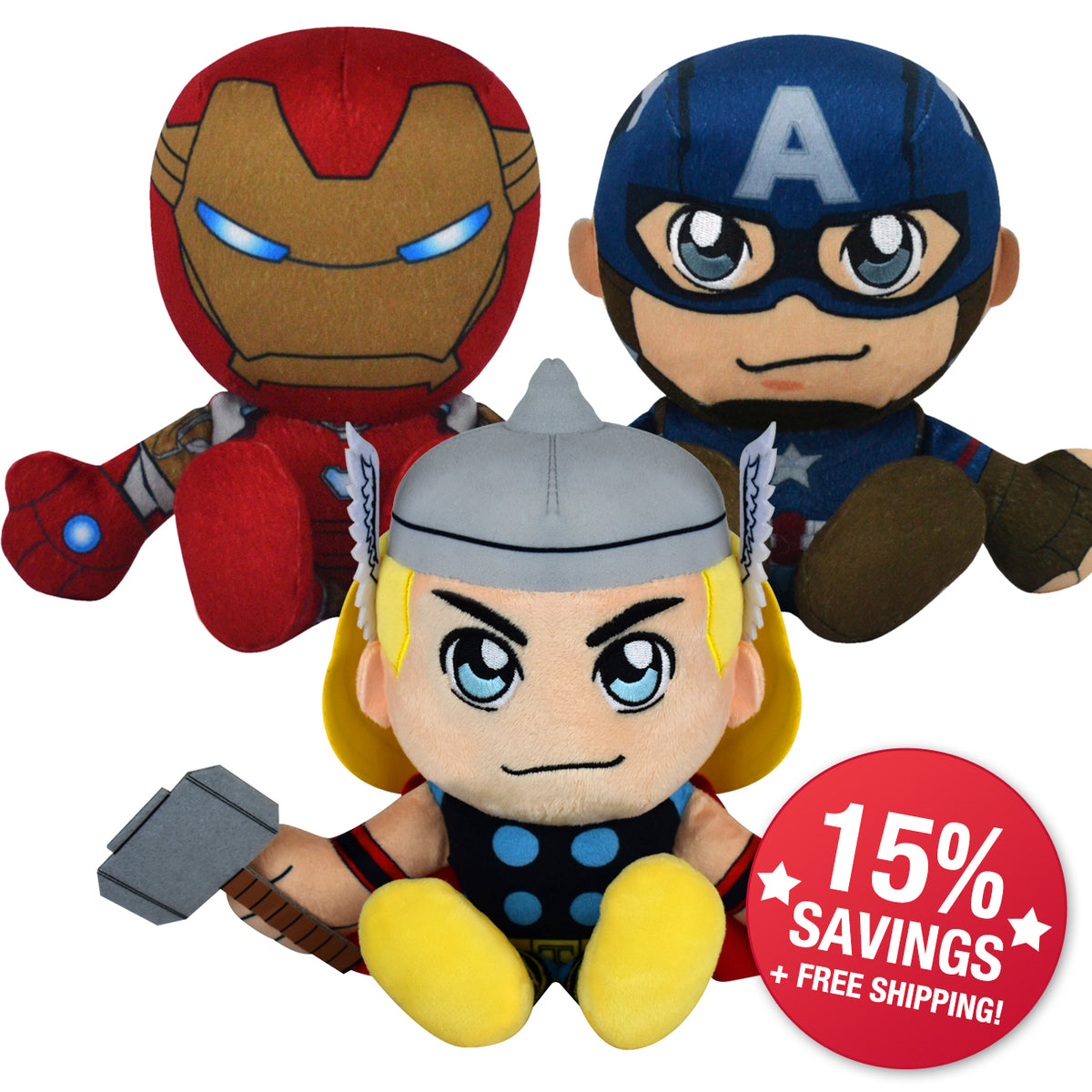 Marvel Thor, Cap &amp; Iron Man 8&quot; Kuricha Bundle