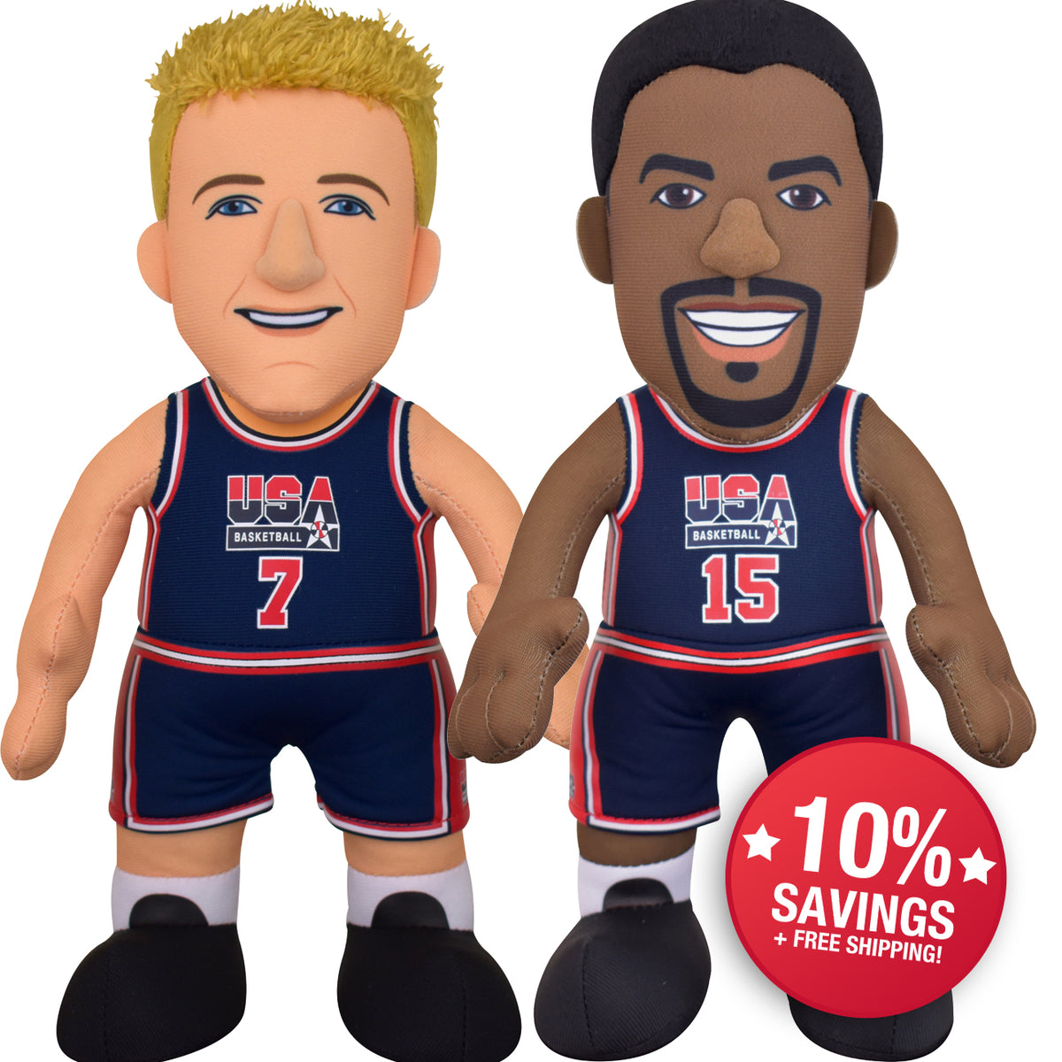 USA Basketball Bundle: Magic Johnson and Larry Bird 10&quot; Plush Figures