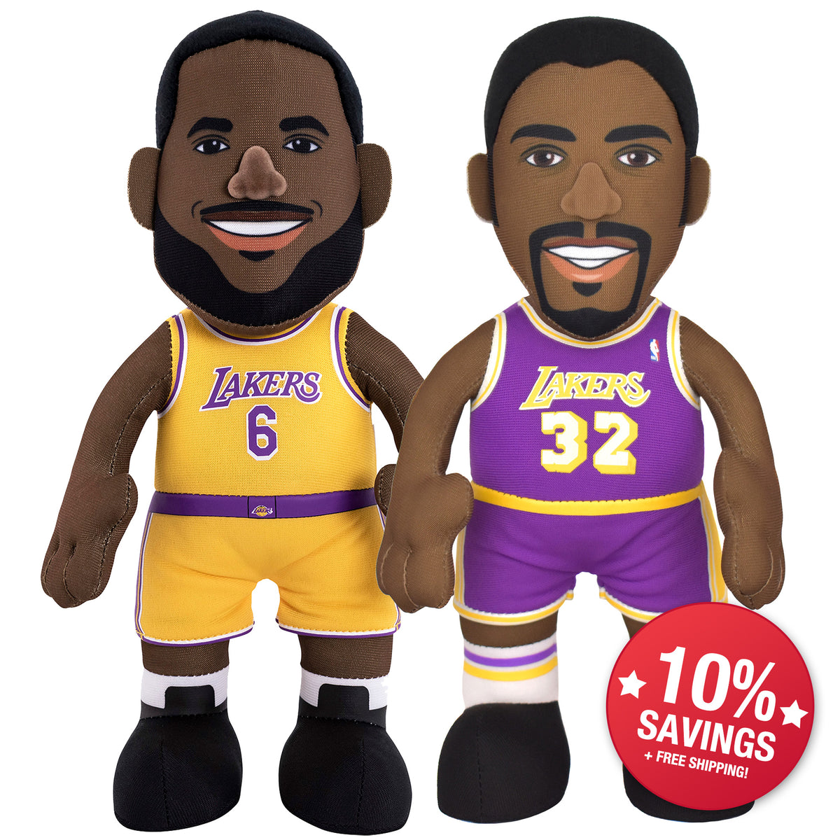 Los Angeles Lakers Champion Bundle: LeBron James &amp; Magic Johnson 10&quot; Plush Figures