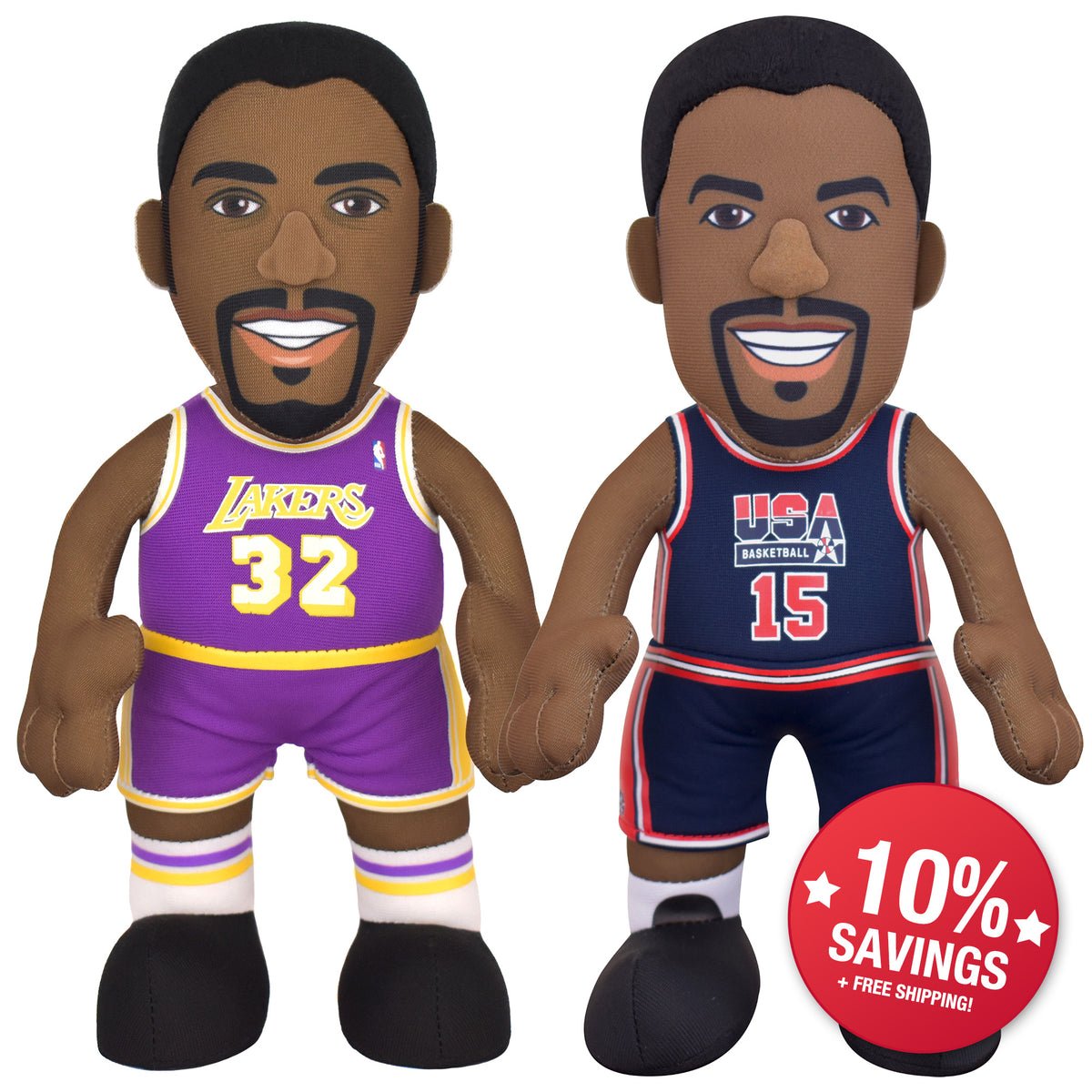 Magic Johnson Dynamic Duo 10&quot; Plush Figures Bundle