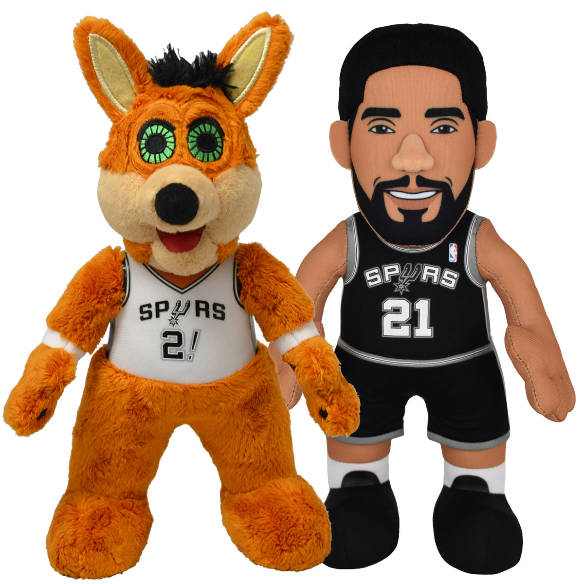 San Antonio Spurs Coyote &amp; Tim Duncan 10&quot; Plush Figures Bundle