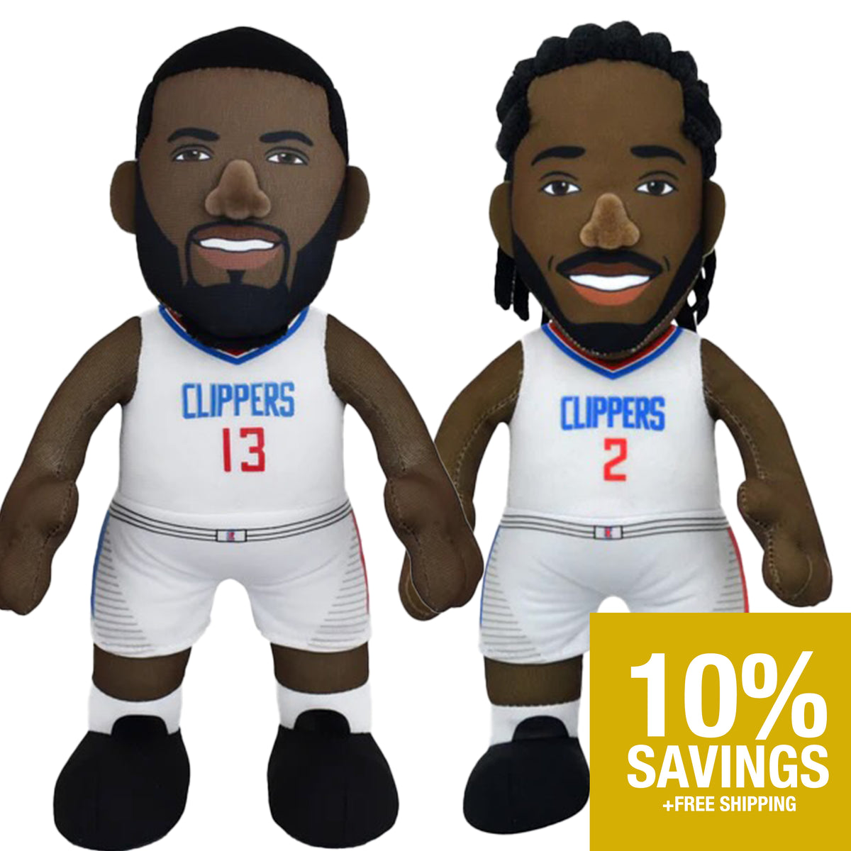 Los Angeles Clippers Bundle: Paul George &amp; Kawhi Leonard 10&quot; Plush Figures