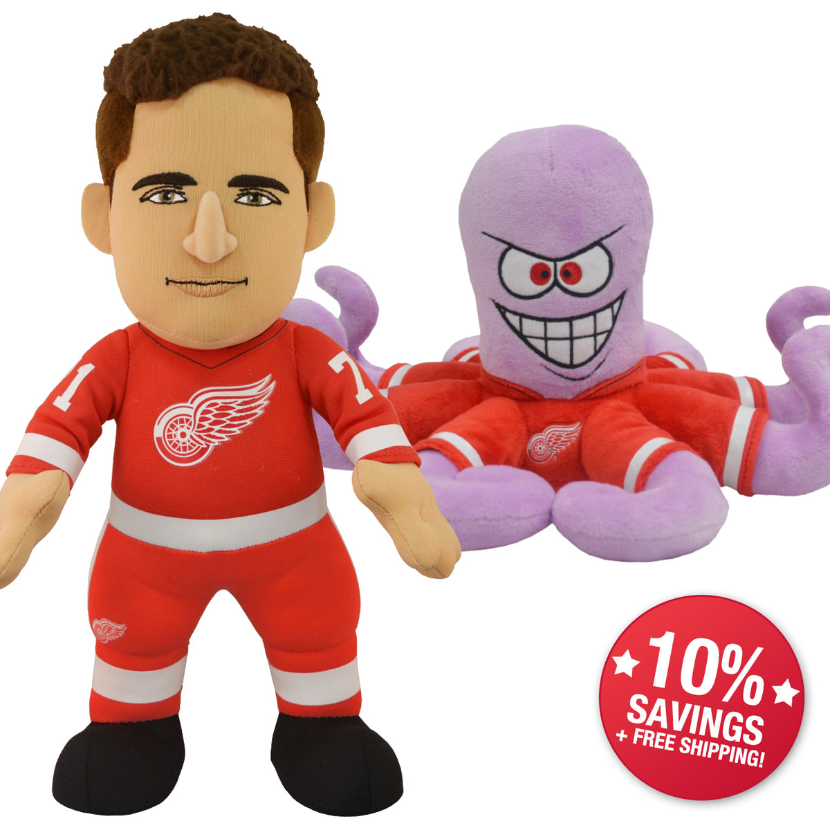 Detroit Red Wings Bundle: Mascot Rally Al &amp; Dylan Larkin 10&quot; Plush Figures