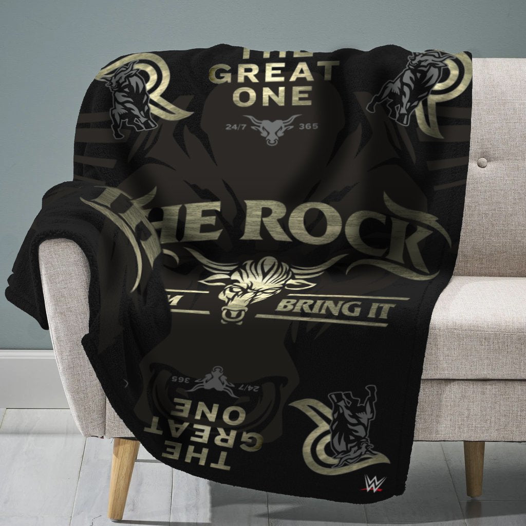 WWE The Rock Sleep Squad Blanket &amp; 10&quot; Bleacher Creature Bundle