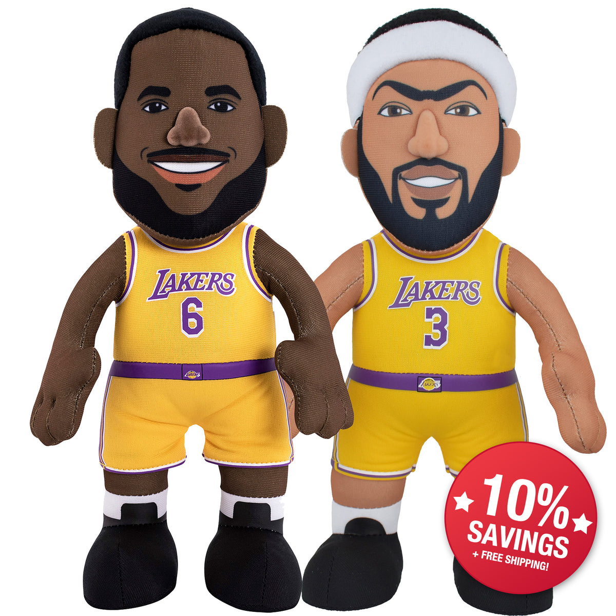 Los Angeles Lakers Bundle: Lebron James &amp; Anthony Davis 10&quot; Plush Figures