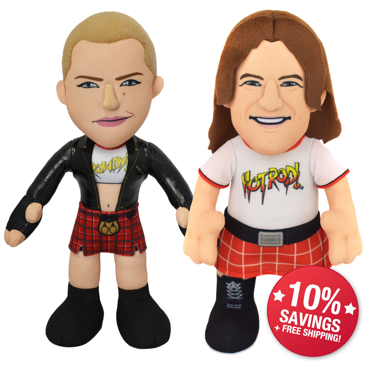 WWE Rowdy Bundle: Roddy Piper and Ronda Rousey 10&quot; Plush Figures