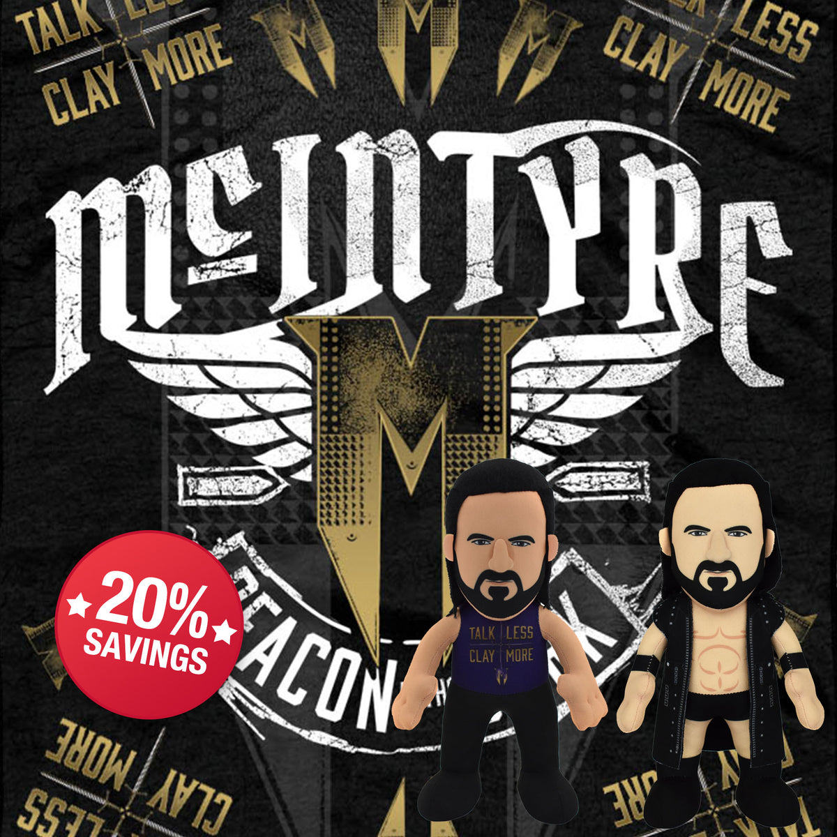 WWE Drew McIntyre Sleep Squad Blanket &amp; 10&quot; Bleacher Creature Bundle