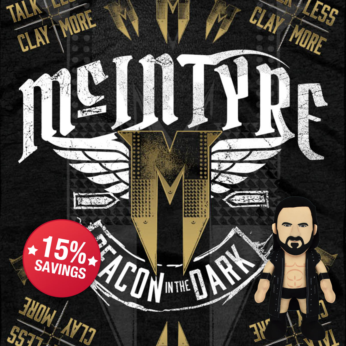 WWE Drew McIntyre Sleep Squad Blanket &amp; 10&quot; Bleacher Creature Bundle