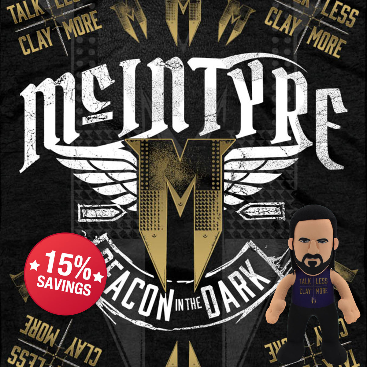 WWE Drew McIntyre Sleep Squad Blanket &amp; 10&quot; Bleacher Creature Bundle